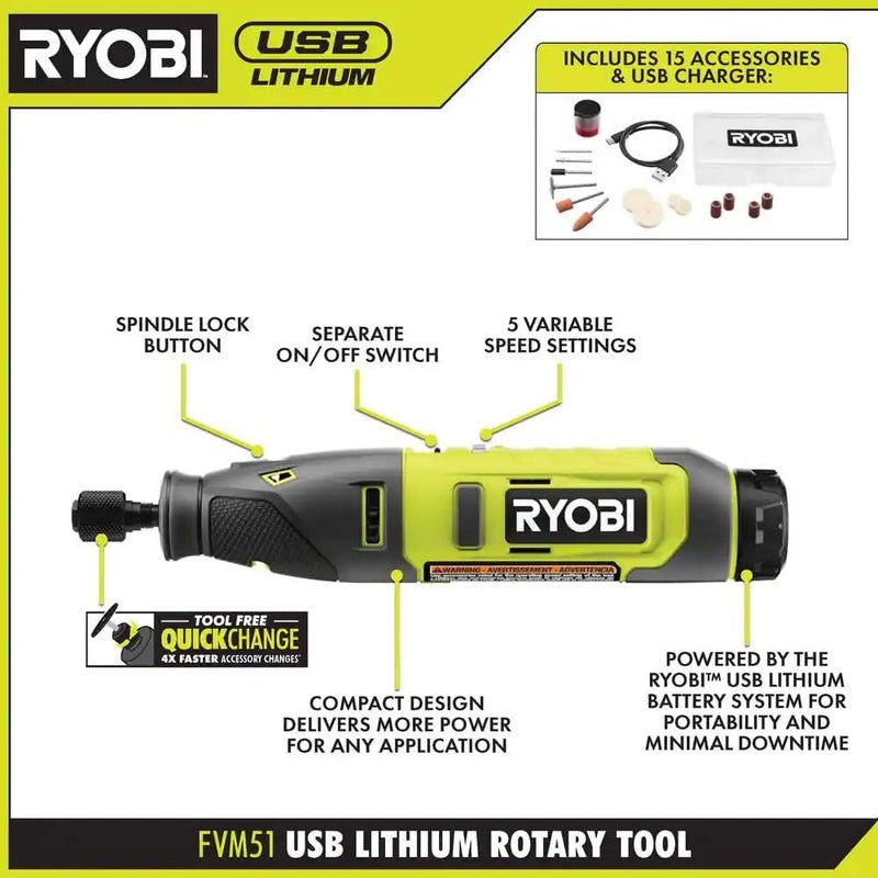Ryobi مجموعة أدوات دوارة ليثيوم USB - Image 2